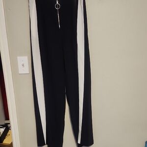 Sky Black and White Wide Leg Pants